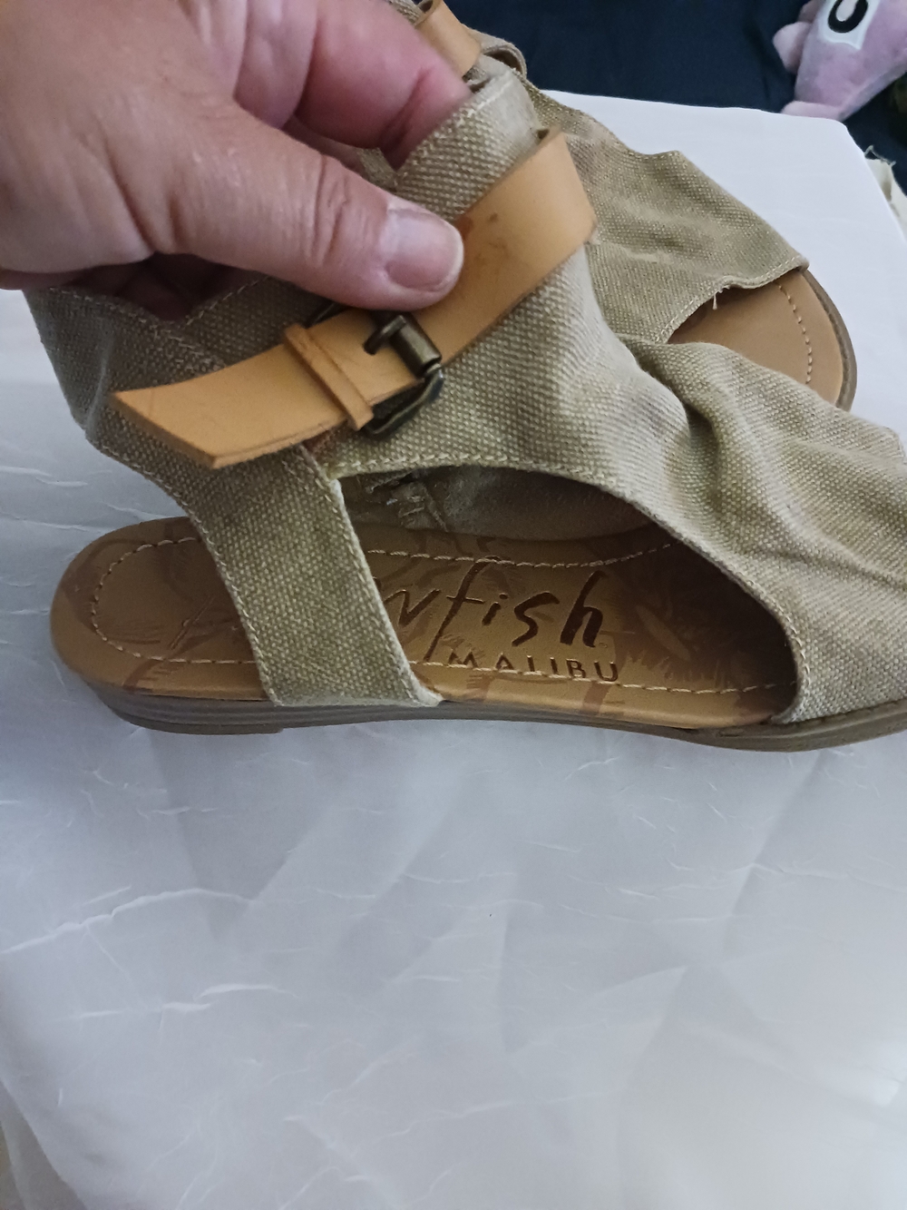 Blowfish Tan Canvas Open-Toe Ankle Sandals - Picture 2 of 6